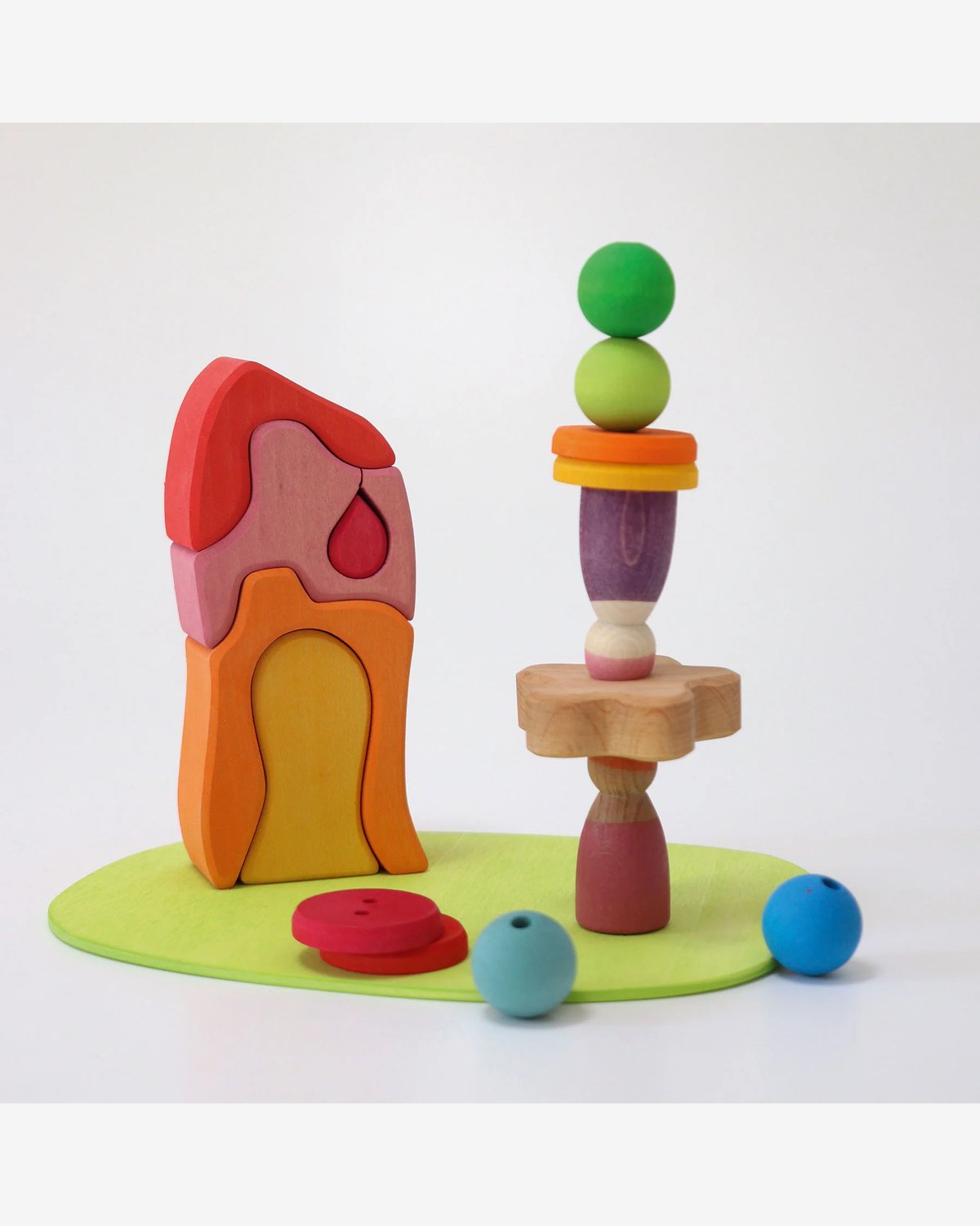 Småverden ved Engen – Byggesett i Tre 20stk | Small world play down by the meadow