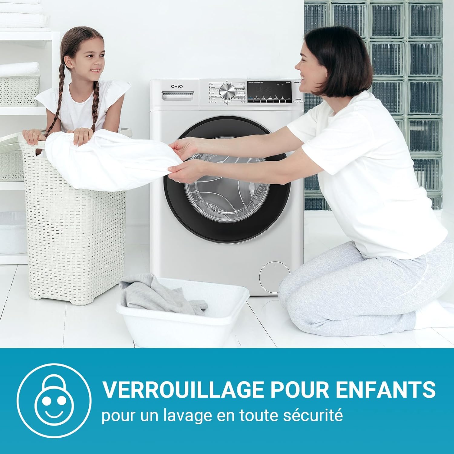 Lave-linge CHiQ à chargement frontal 10 kg CFL100-14586IM3XWA, blanc