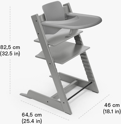 Stokke Tripp Trapp Matstol Bundle inkl. Brett, Storm Grey