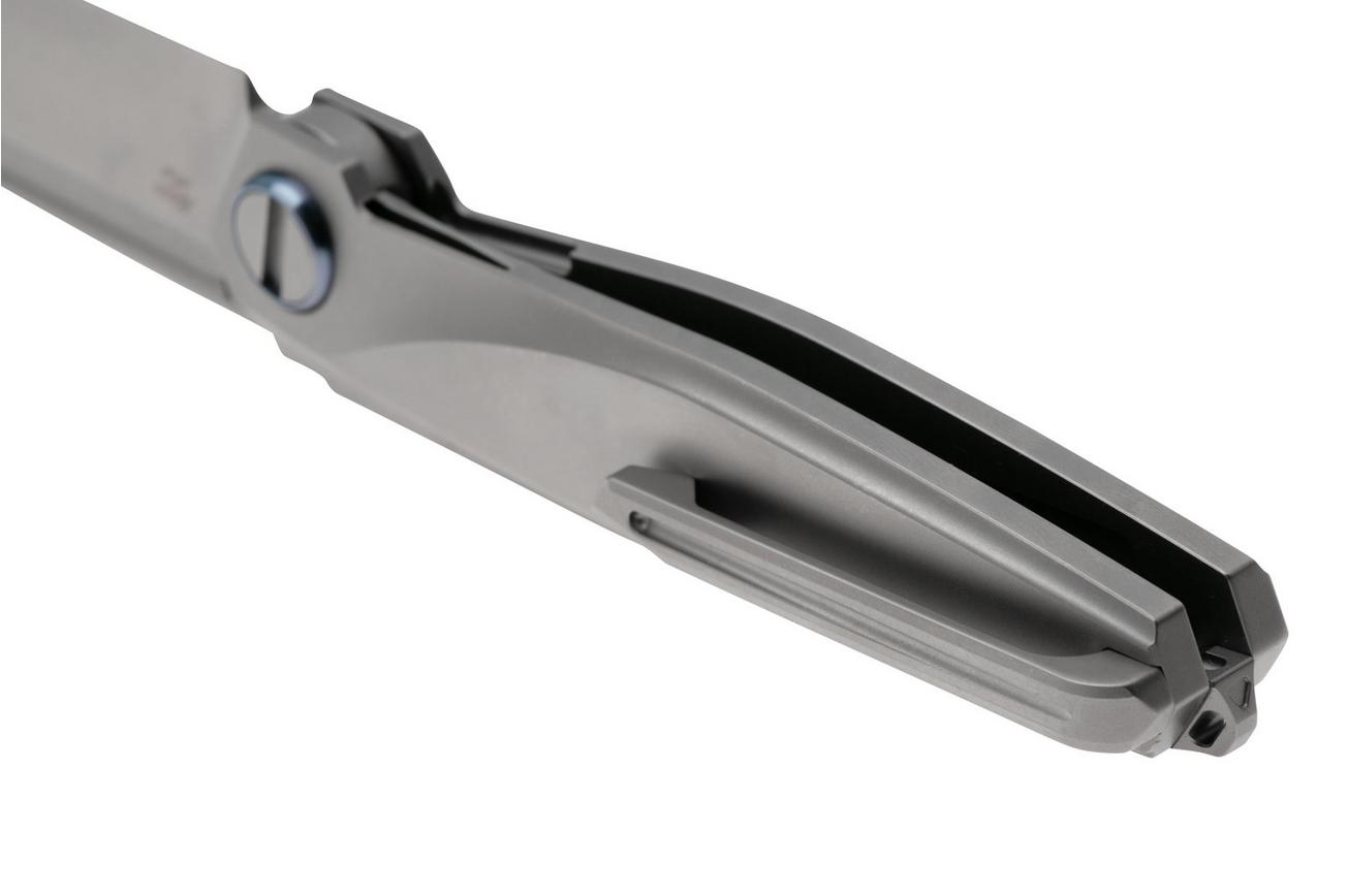 Rike Knife Baidi 13205-1 Bead Blasted Bohler M390, Titanium, Green Carbon Fiber Inlay, zakmes