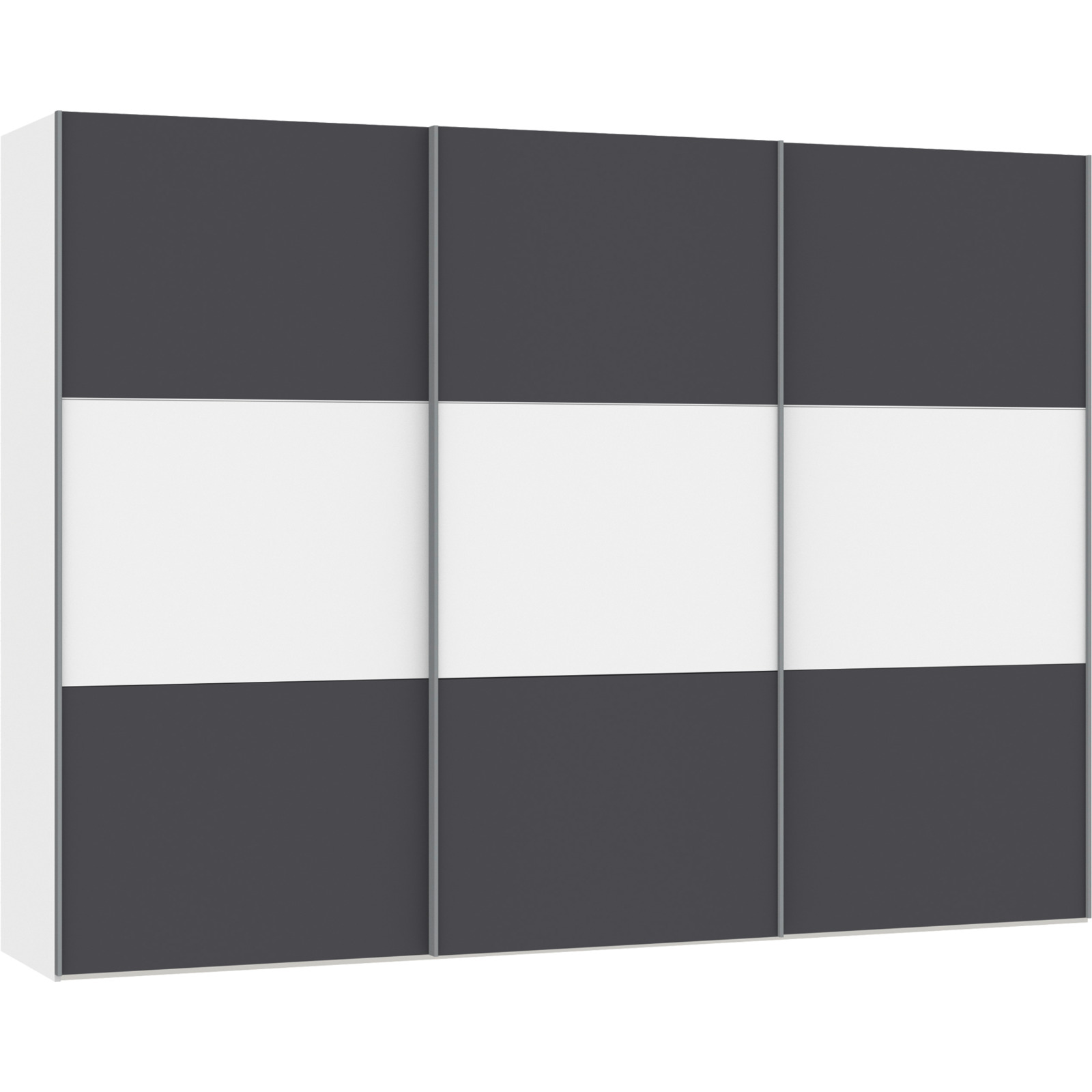 Schwebetürenschrank Schweizer 143 Spanplatte melaminbeschichtet anthrazit matt/premiumweiss