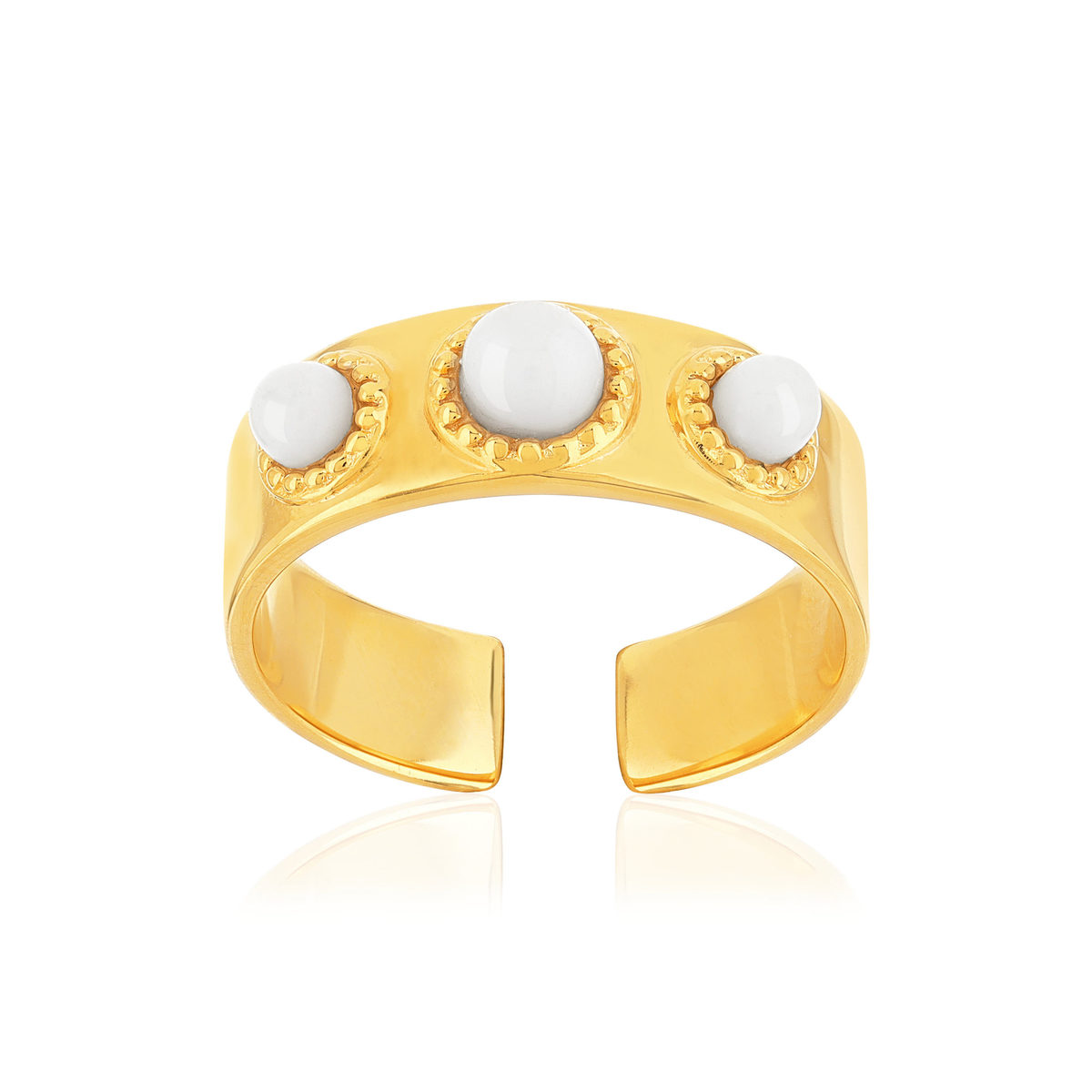 Bague ajustable dorée agates
