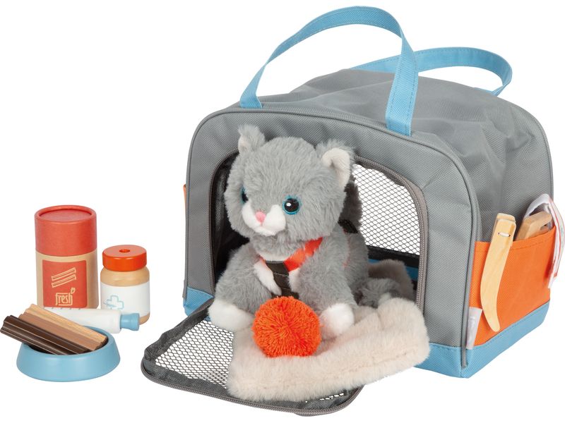small foot Katze mit Tasche und Pflege-Set Plüschkatze mit Transporttasche und Pflegezubehör