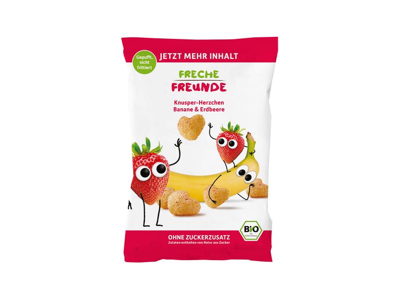Freche Freunde Knabberspass Knusper-Herzchen Banane & Erdbe Knusper-Trio Mais, Banane & Erdbeere
