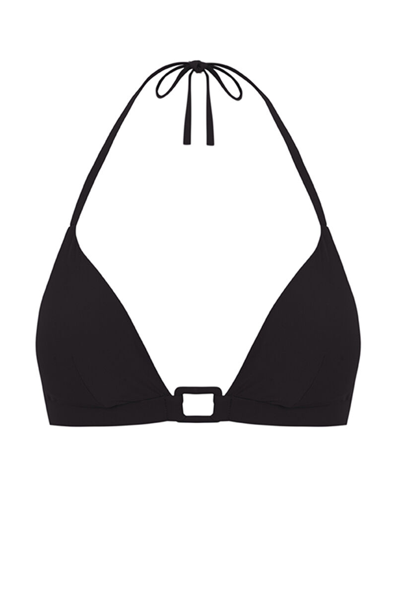 Top de biquíni preto triangular com ilhós - preto