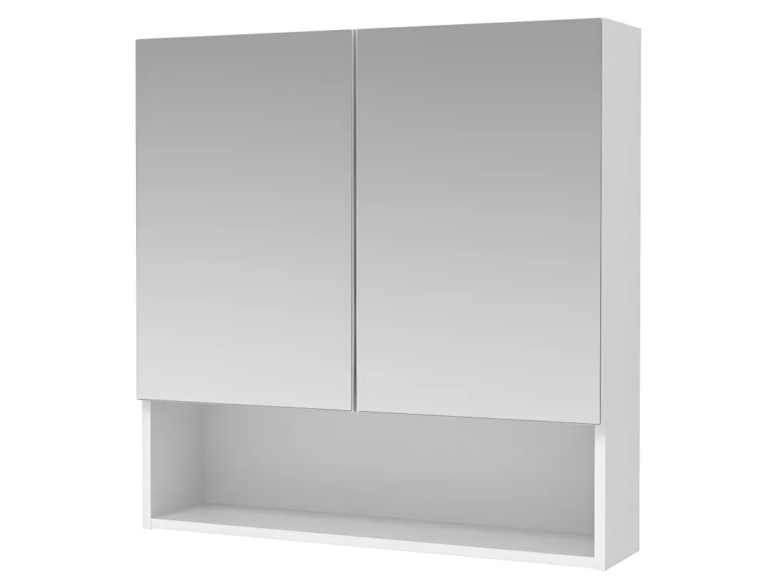 Armoire murale de salle de bain avec miroir et niche - Blanc - ZUMPA