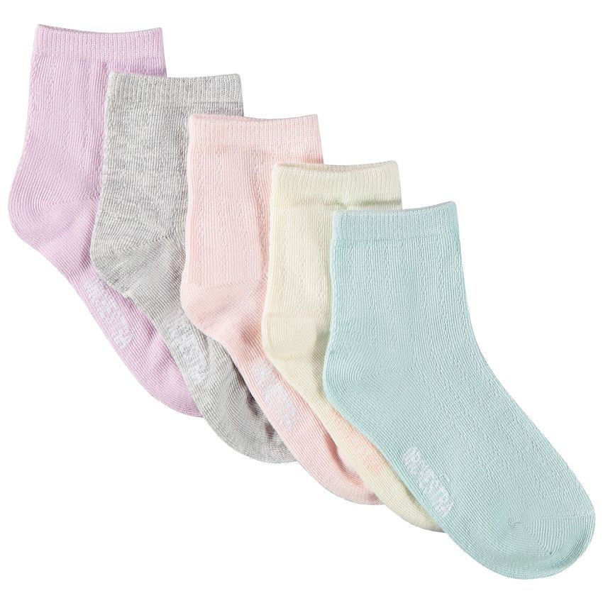 Lot de 5 chaussettes courtes maille pointelle pour fille - Ecru