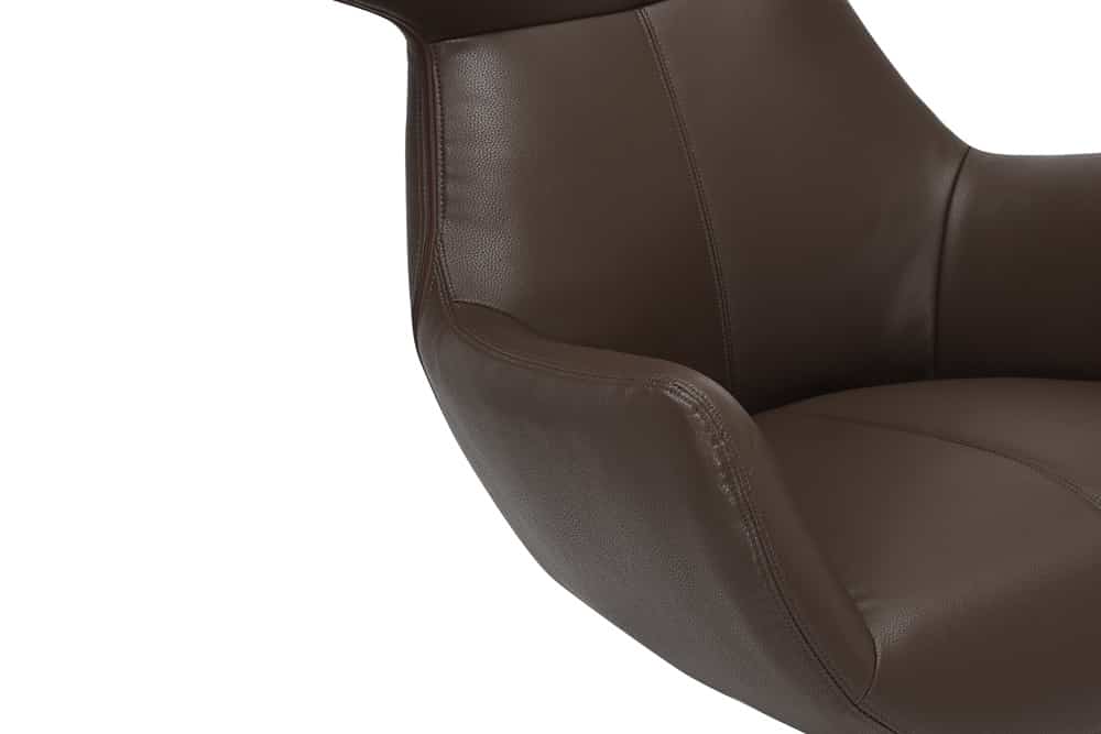 Drehbarer Sessel VOGUE brandy braun Kunstleder schwarze Metallbeine mit Armlehne
