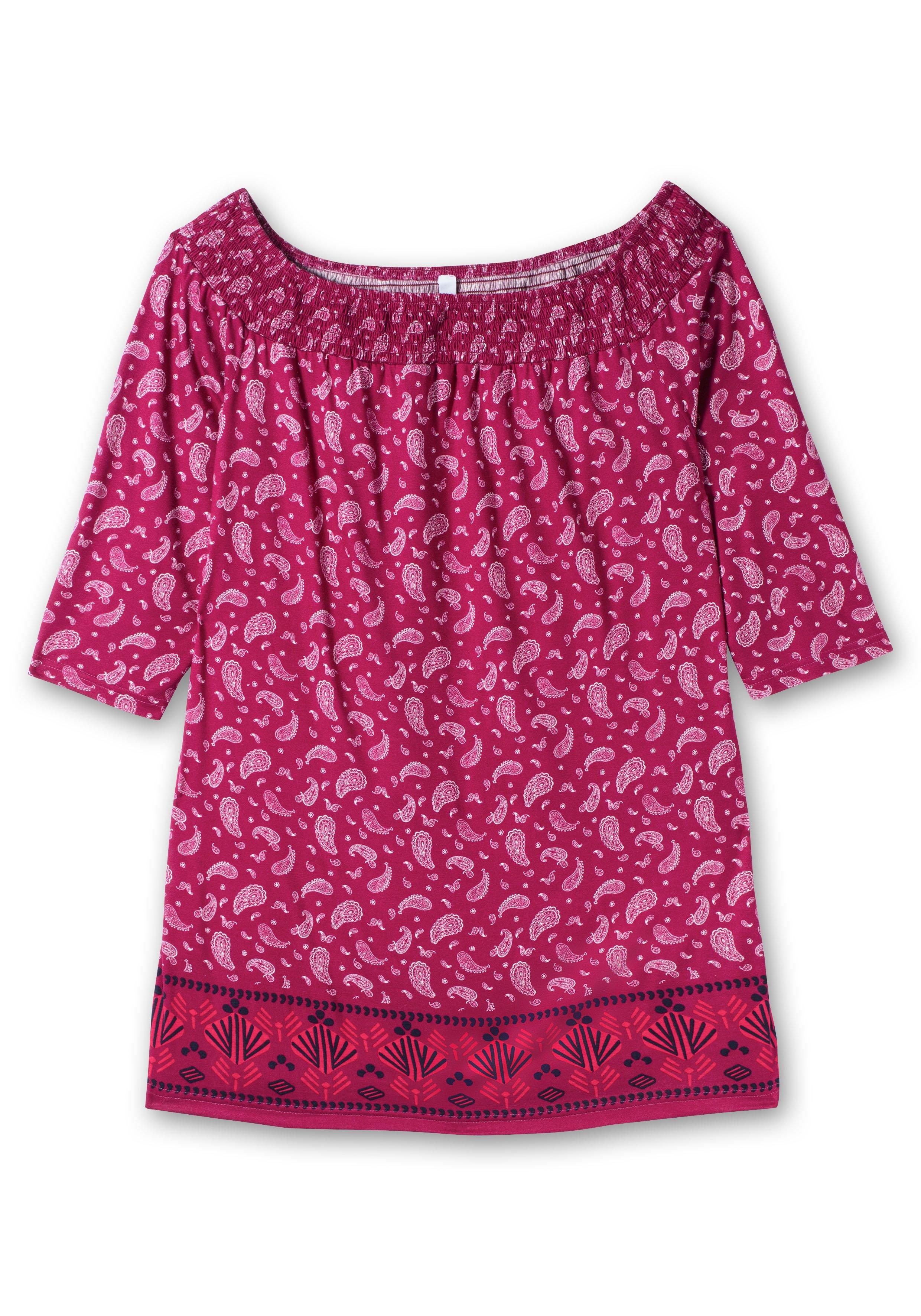 Carmenshirt mit Paisleymuster und 3/4-Arm