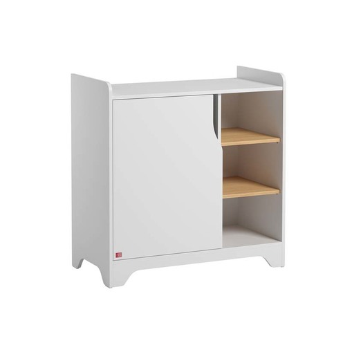 Chambre TRIO Lit 60x120 Commode Armoire LEAF Blanc/Bois - VOX