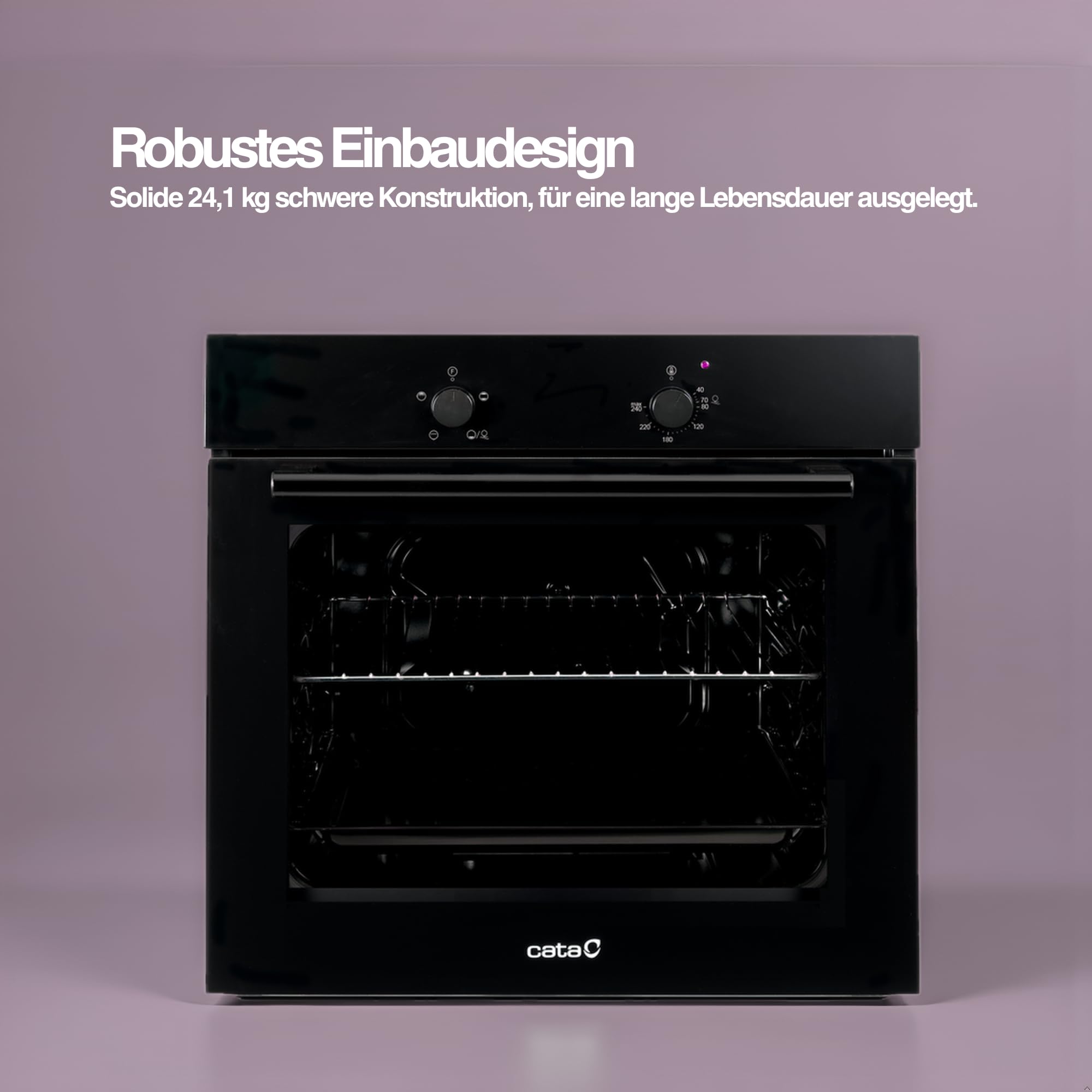 Cata Four statique SES 6004 BK 4 fonctions porte panoramique Full Glass Nettoyage AquaSmart Éclairage intérieur Largeur 60 cm Grande capacité 62 L Écl