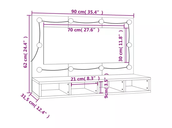 Armoire à miroir avec LED blanc 90x31,5x62 cm