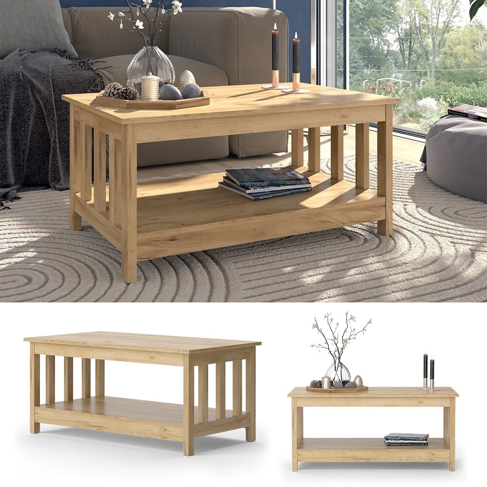Vicco Couchtisch Oxford Eiche 101 x 46 cm mit Stauraum