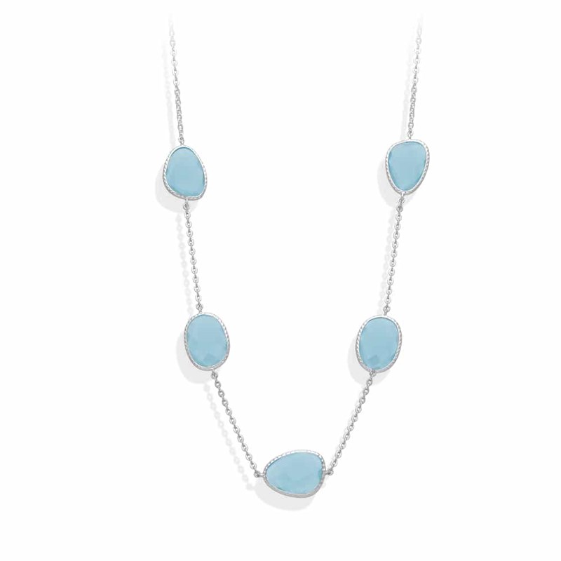 Collier Argent Victoria Cristal Vert Eau
