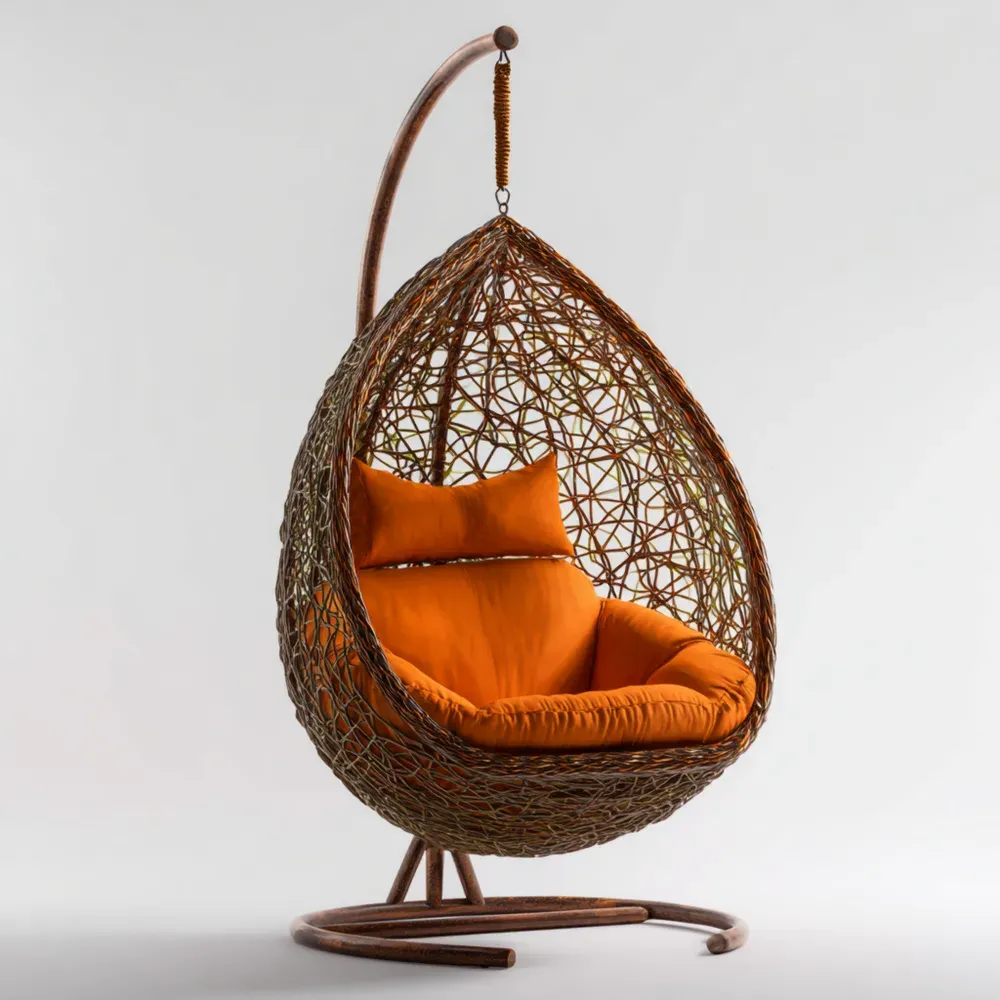 Hängesessel aus Rattan 120x105x196 cm - Braun/Orange - Outdoor Design