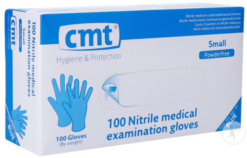 CMT Gants Nitrile Bleu Sans Poudre S 100 Pièces