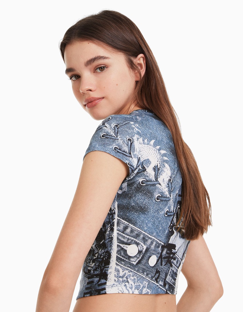 Camiseta de manga curta com estampa