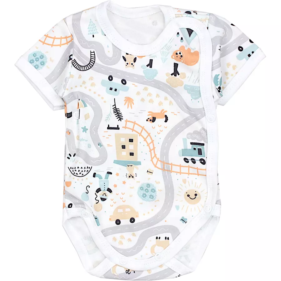 TupTam Baby Jungen Kurzarm Wickelbody 5er Set beige-kombi