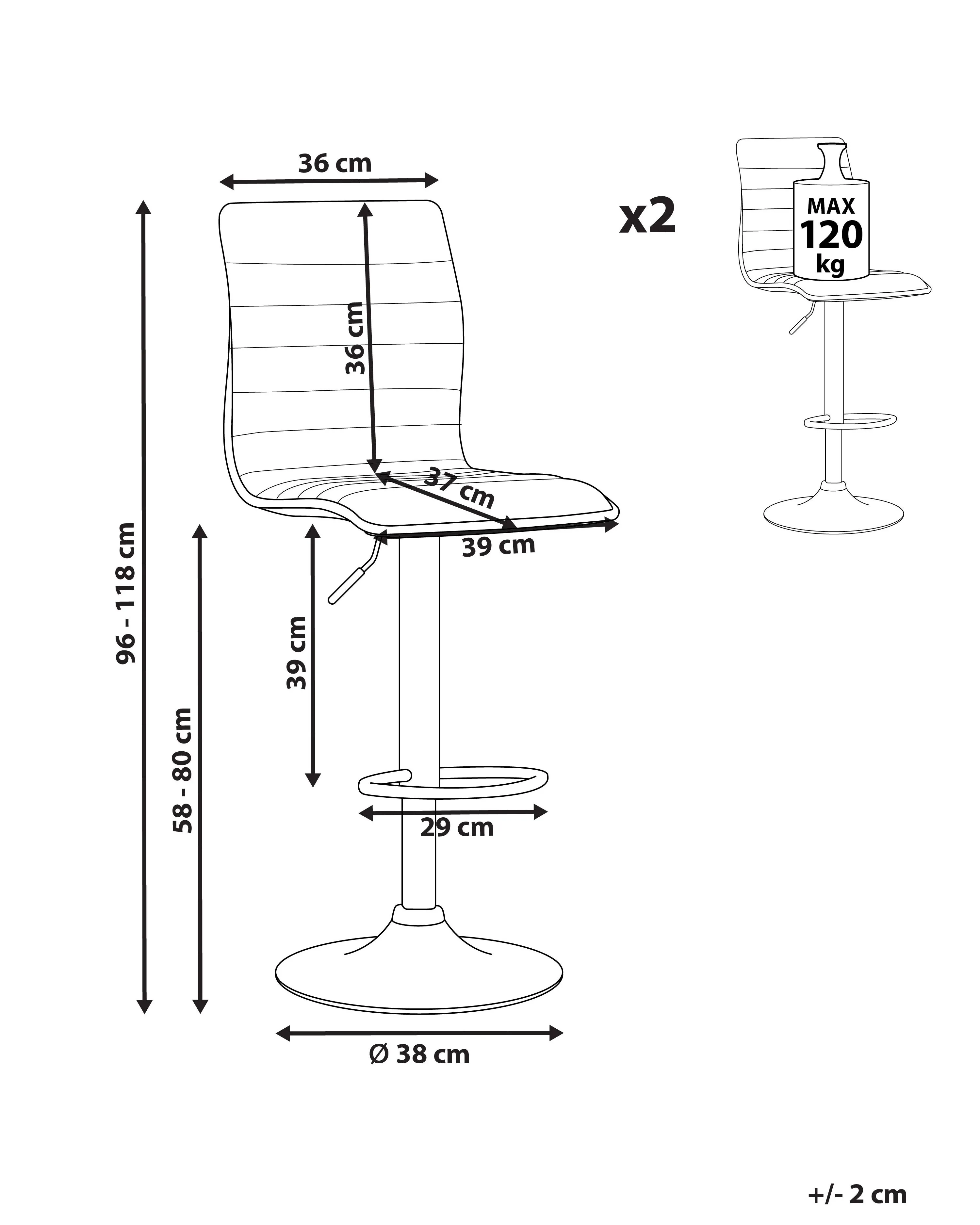 Set van 2 barstoelen LUCERNE draaibaar Zwart