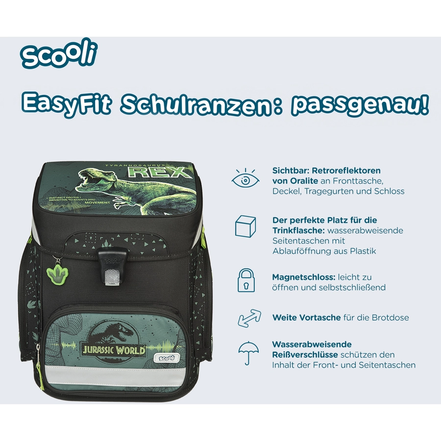 Scooli EasyFit Schulranzen - Set Jurassic World