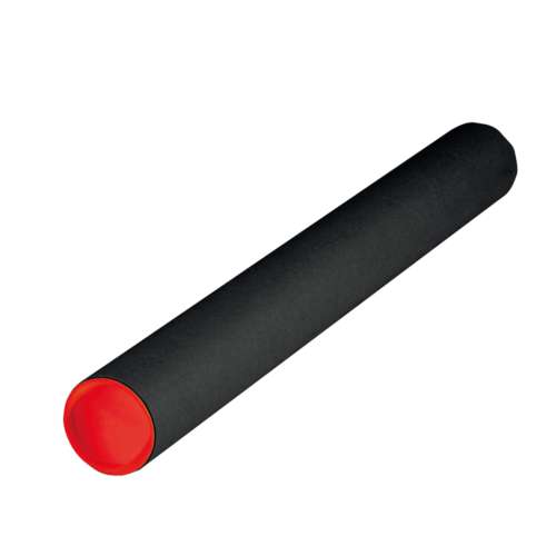 Leniar® Versandhülse / Kartonrohr schwarz mit roten Kunststoffdeckeln