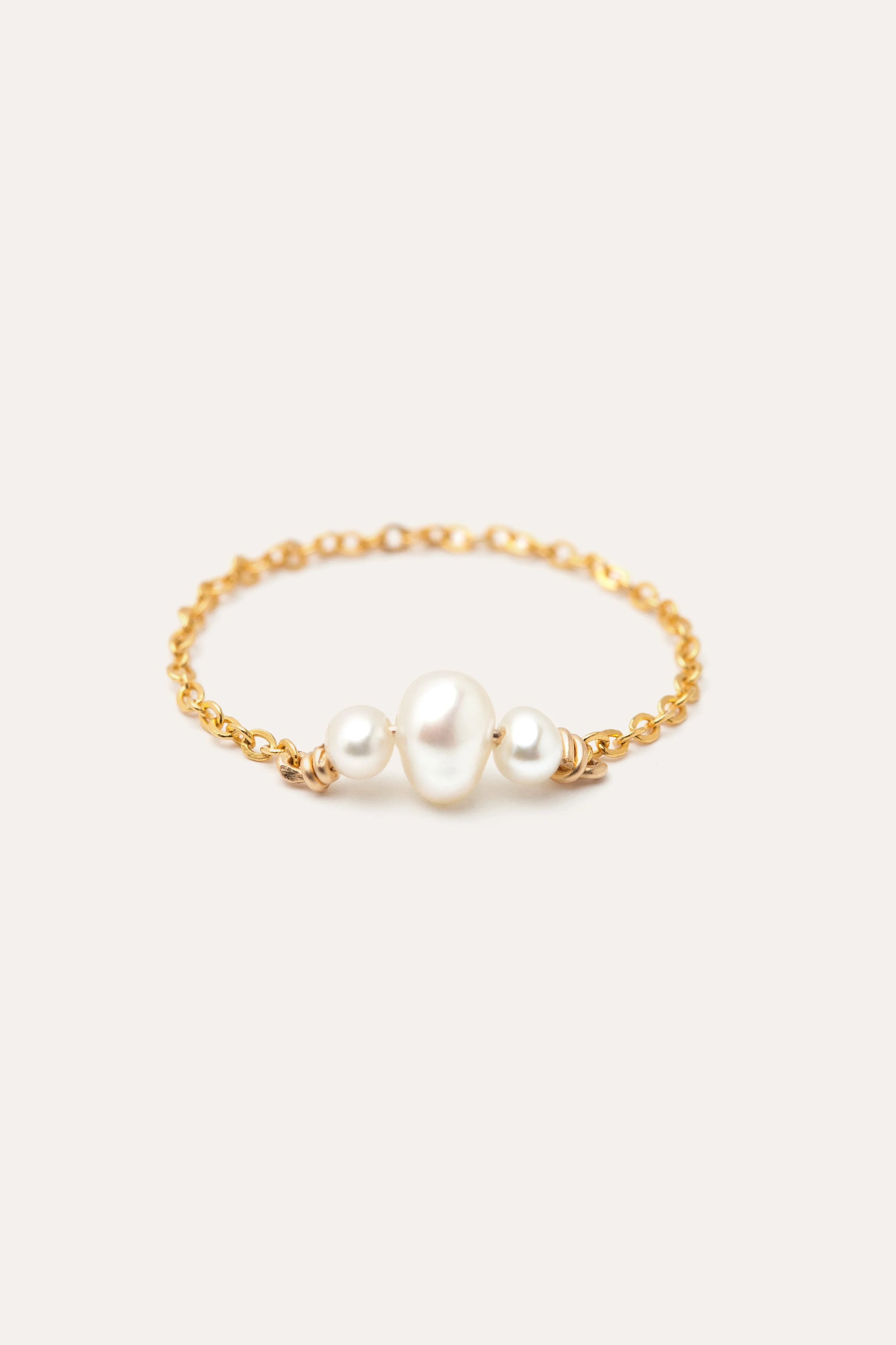CHANCE - Bague chaînette chance perles | Blanc