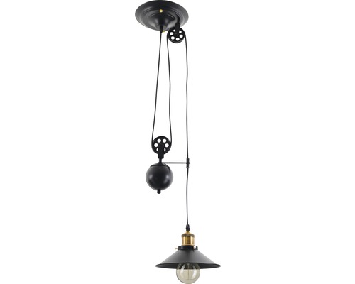 Enkelvoudige hanglamp met contragewicht, Ø 22 cm, zwart