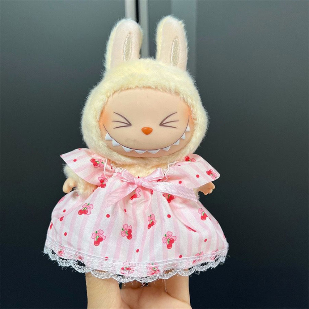 Monsterhäschen Kirschen Spitzen Kleid Puppen Zubehör Outfit Verkleidungs Accessoire - Rosa