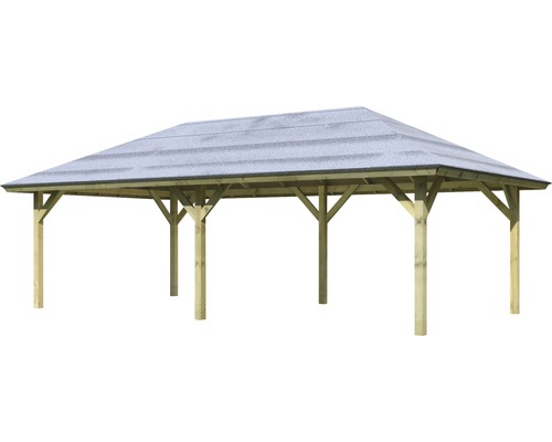 Enkele carport Karibu Kerben 3 778x431 cm drukgeïmpregneerd