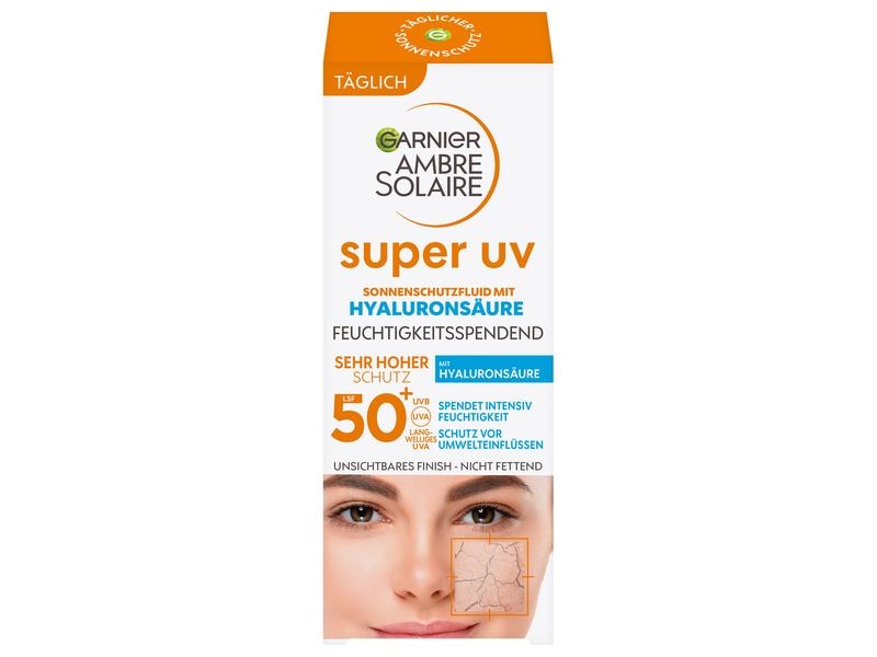 Garnier Ambre Solaire Sonnencreme Sensitive expert  LSF 50 Wasserfestes Sonnenfluid speziell für Gesicht und Dekolleté