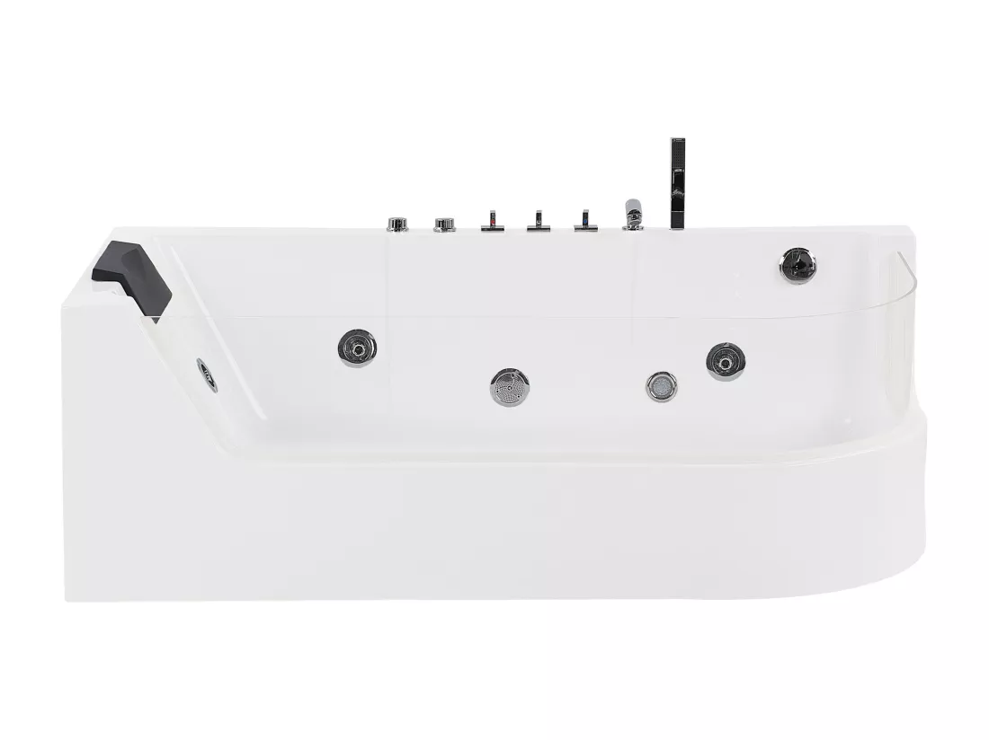 Baignoire d'angle droit blanche 170 x 80 cm avec LED ACUARIO