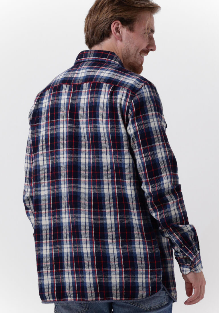 SCOTCH & SODA blauwe scotch & soda casual overhemd regular fit mid-weight brushed flannel check shirt