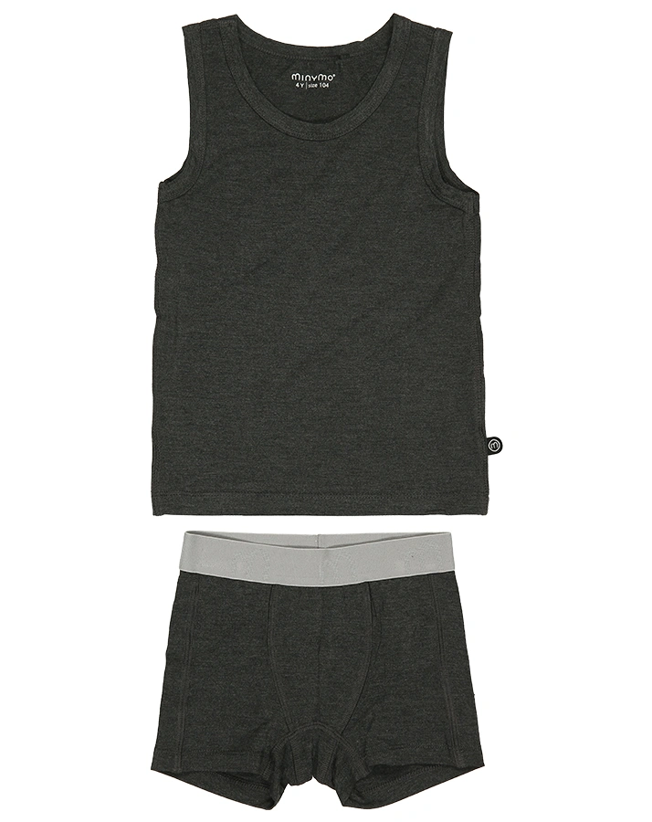 Unterwäsche-Set BAMBOO – MINY BOY 2-teilig in dark grey melange