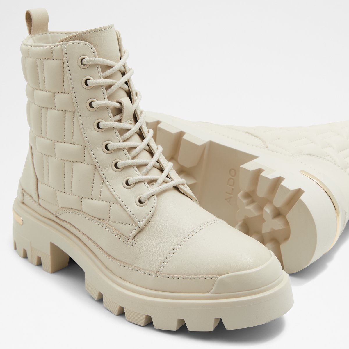 Quilt White Women Combat boots