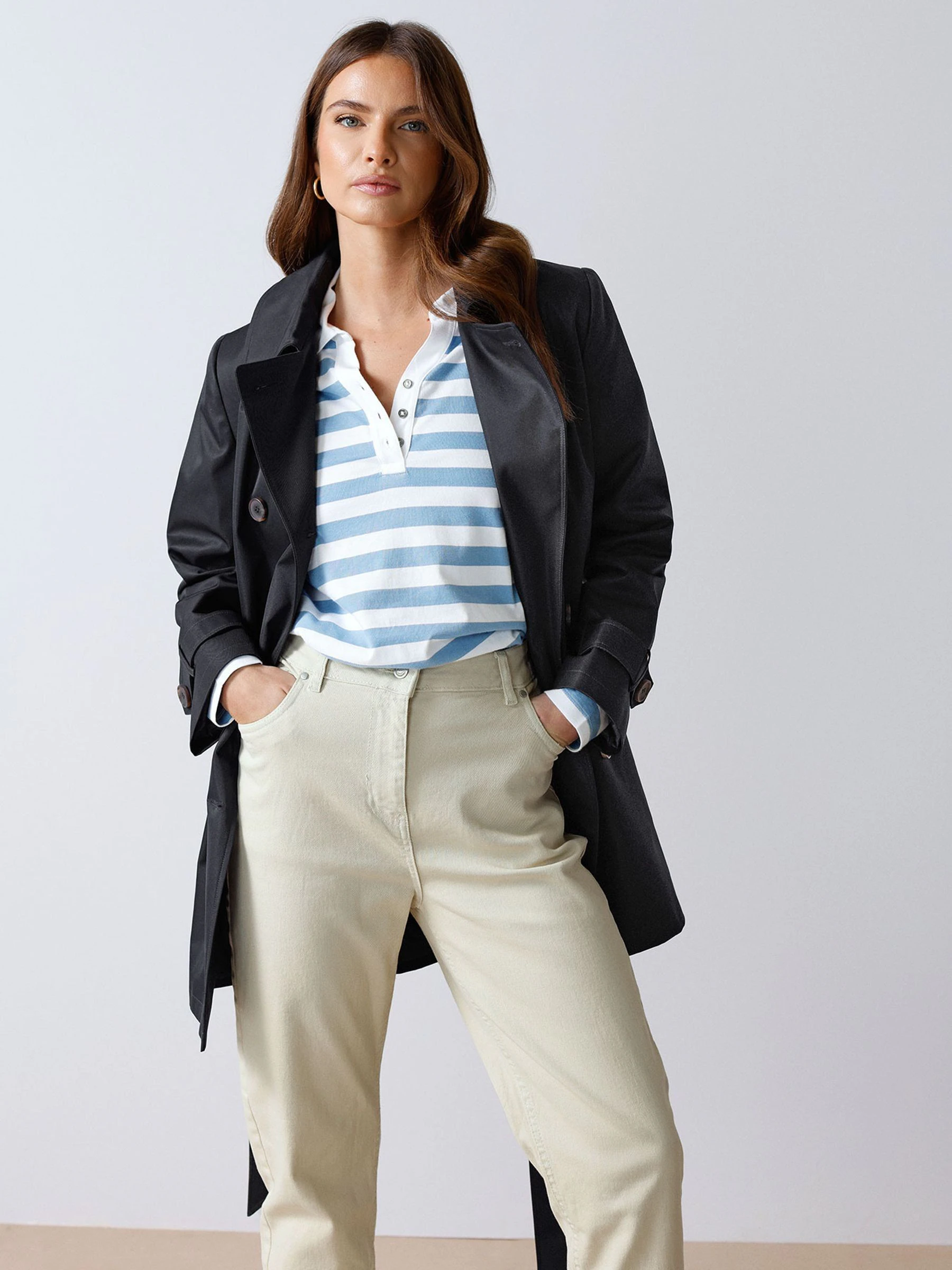 Blauw - M&Co Short Dipped Back Trench Coat