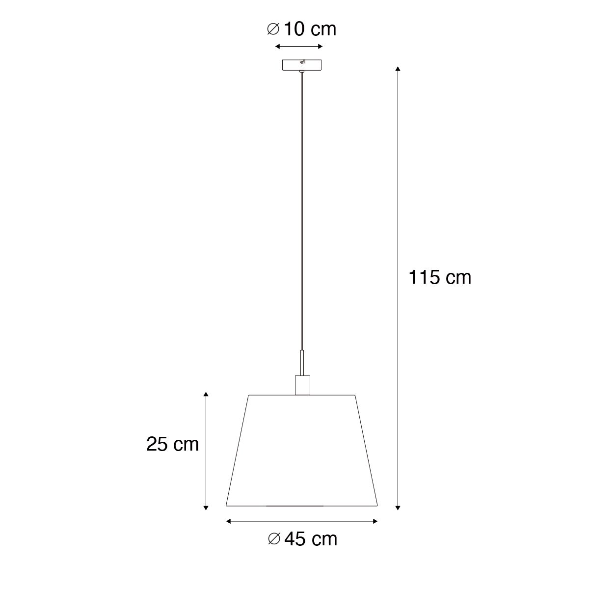 Moderne hanglamp wit met kap 45 cm zwart - Combi 1