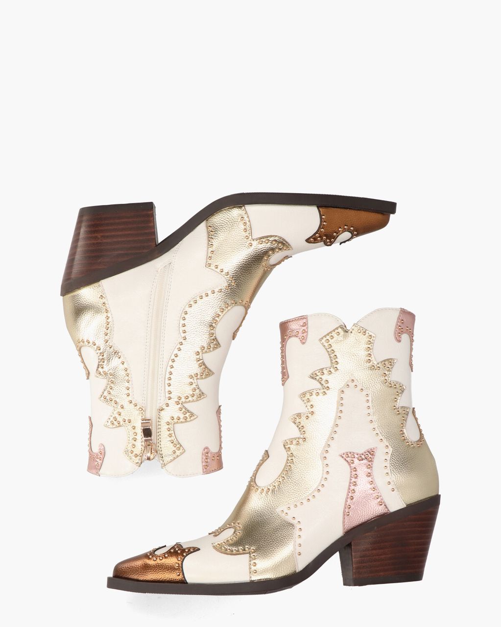 Noa Harmon Rodeo Off-White/Goud Dames Enkelboots