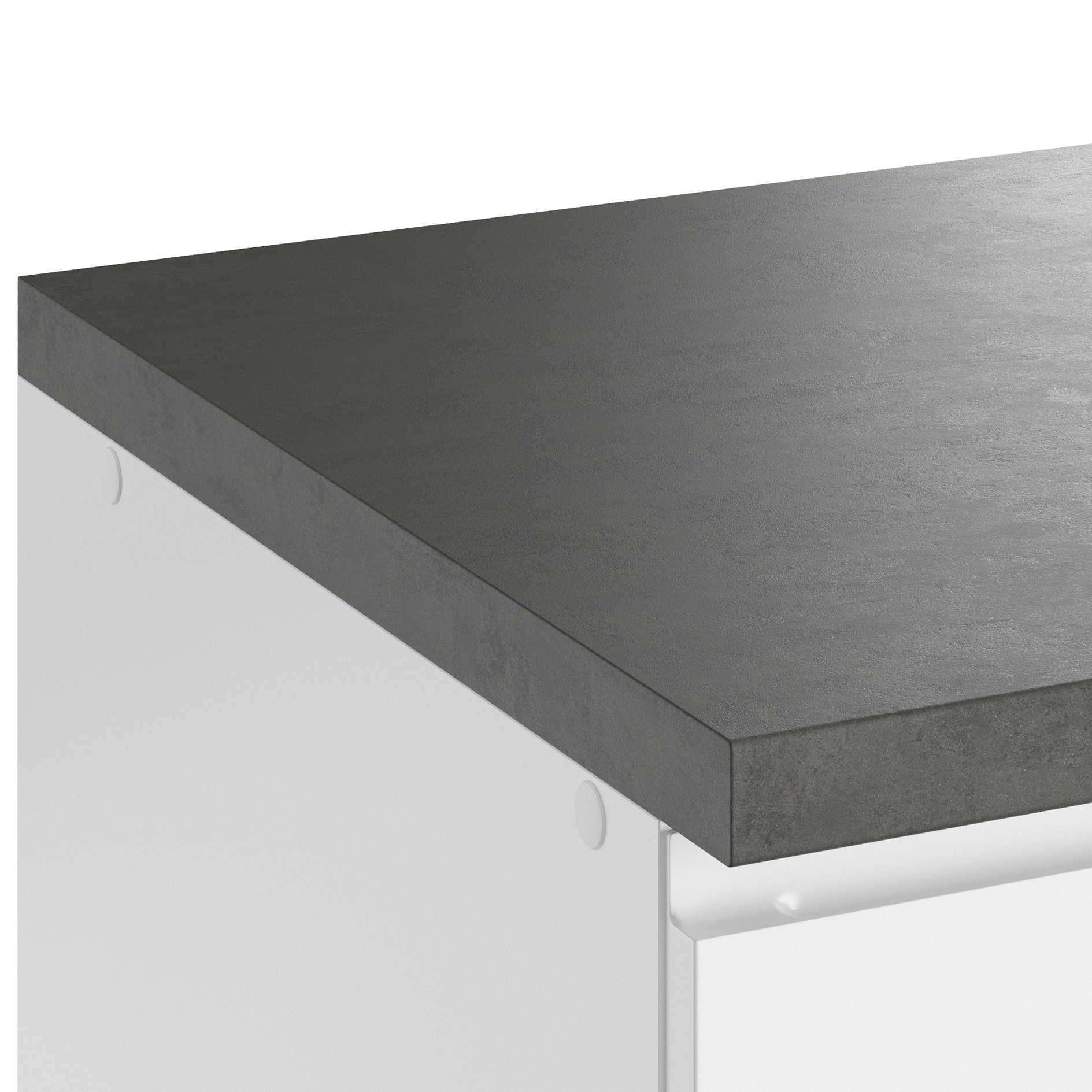 Küchenblock MONZA - weiß Hochglanz - Beton-Optik - mit E-Geräten - Glaskeramikkochfeld - 360 cm