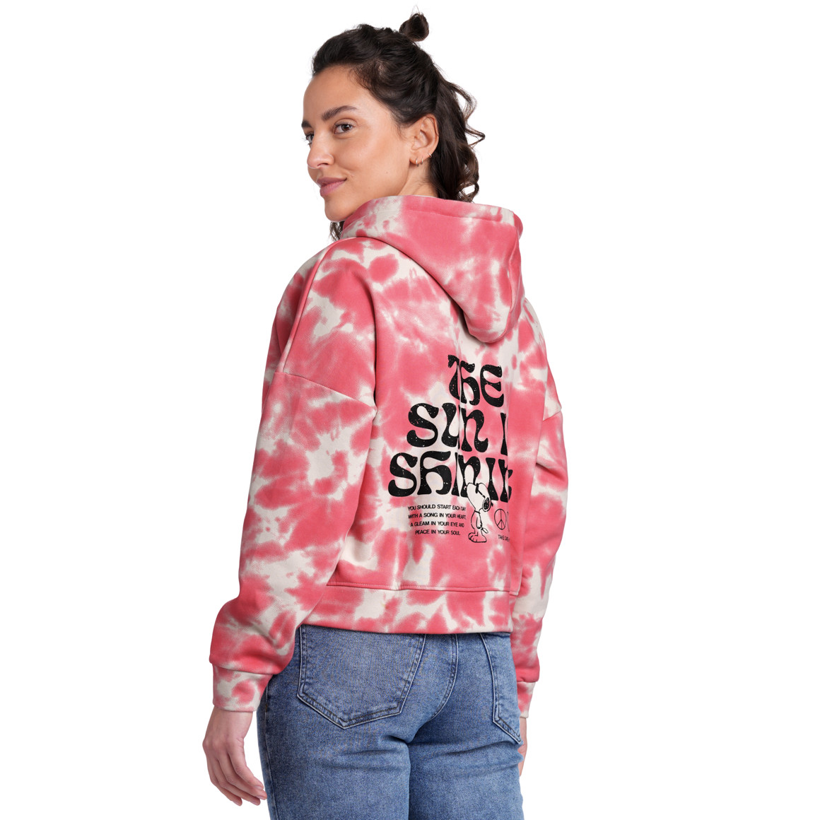 Jonas Nielsen Peanuts Hoodie im Tie Dye Look pink / hellbeige