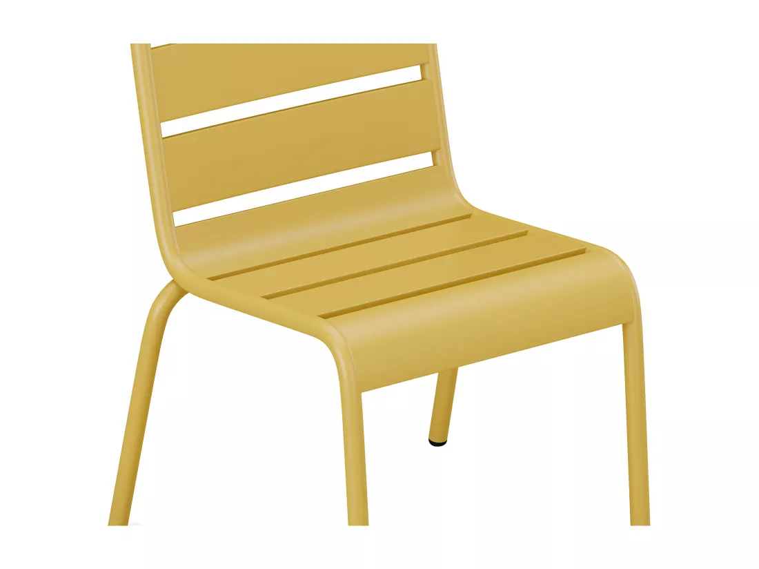 Salle à manger de jardin pour enfants en métal - une table et 4 chaises empilables - Jaune moutarde - POPAYAN de MYLIA