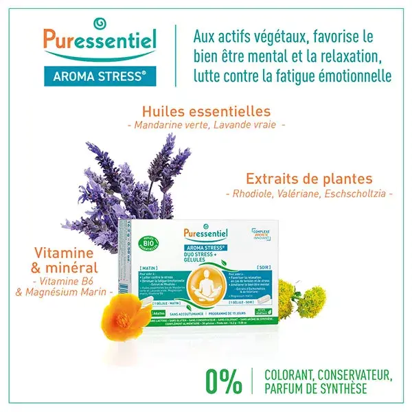 Puressentiel Aroma Stress Duo Stress+ 30 cápsulas