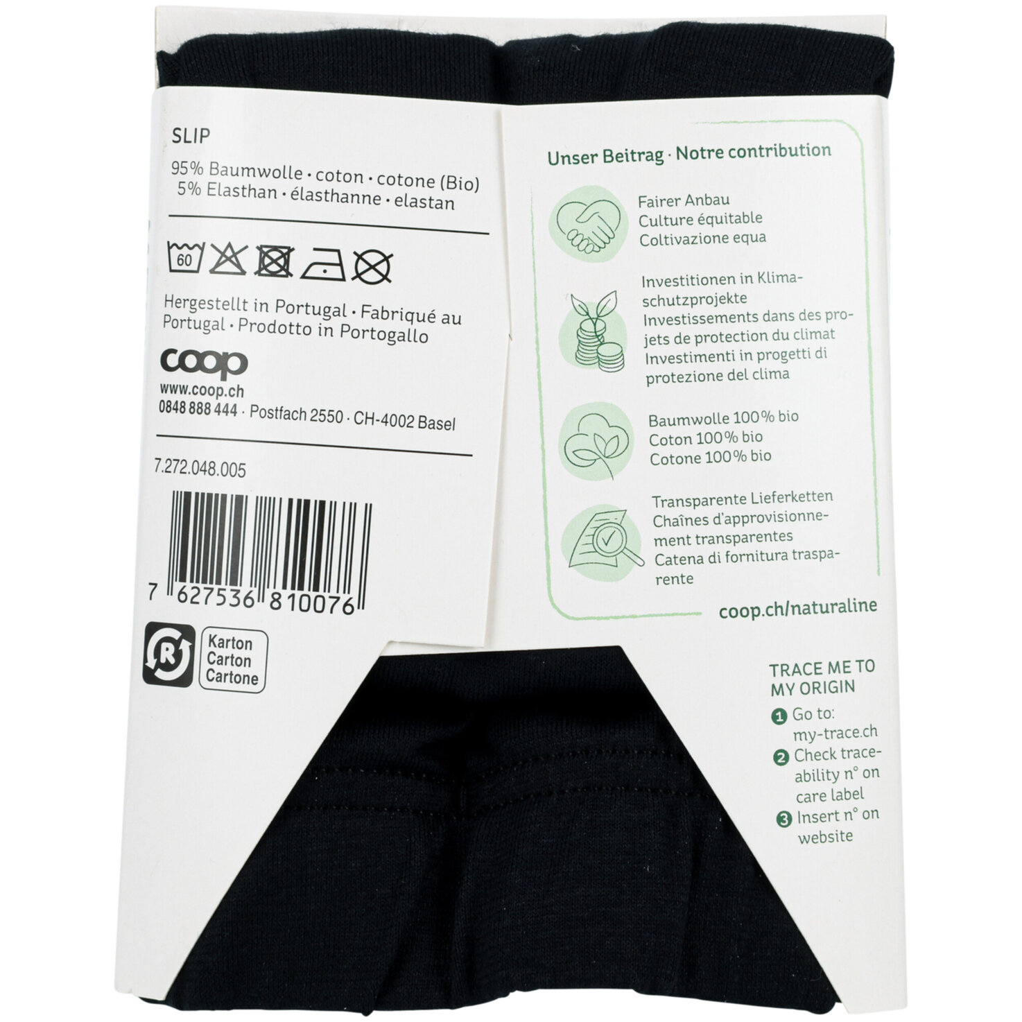 Naturaline Textil Herren Slip schwarz S