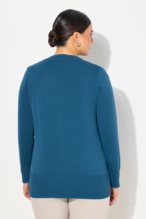 Strickjacke, V-Ausschnitt, Knopfleiste, Feinstrick