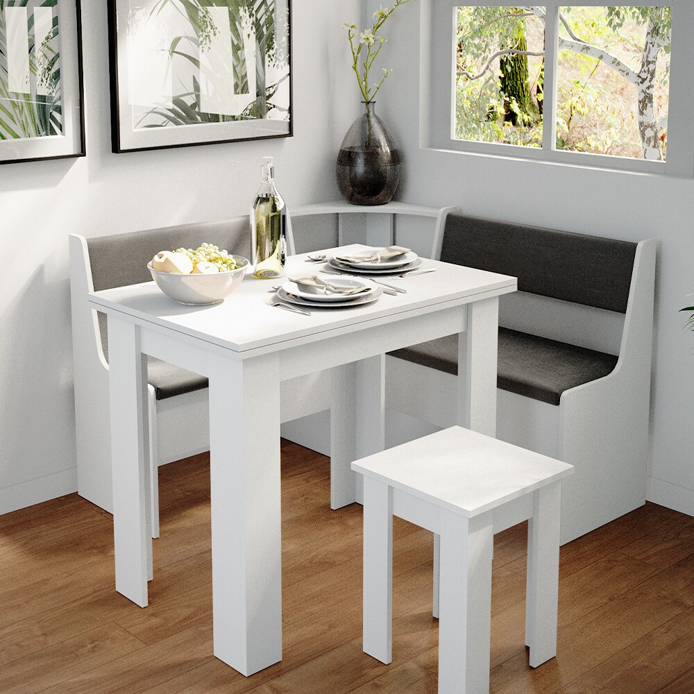 Vicco Eckbankgruppe Roman Weiß 120x120cm Küchenbank Eckbank Sitzgruppe Sitzbank