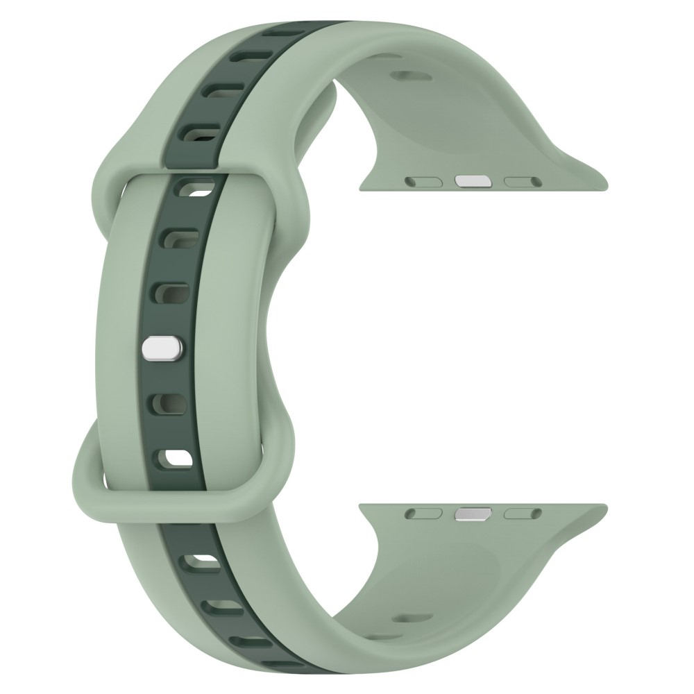 Apple Watch (49/46/45/44 mm) Silikon Armband in zweifarbigem Muster mit Butterfly-Verschluss - Hellgrün / Dunkelgrün