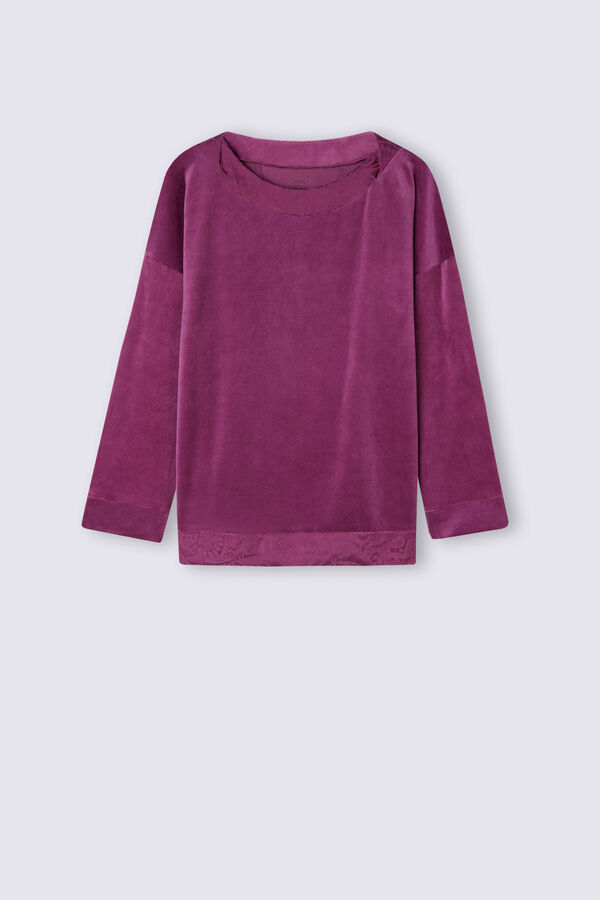 Camiseta de veludo chenille com estampa paisley
