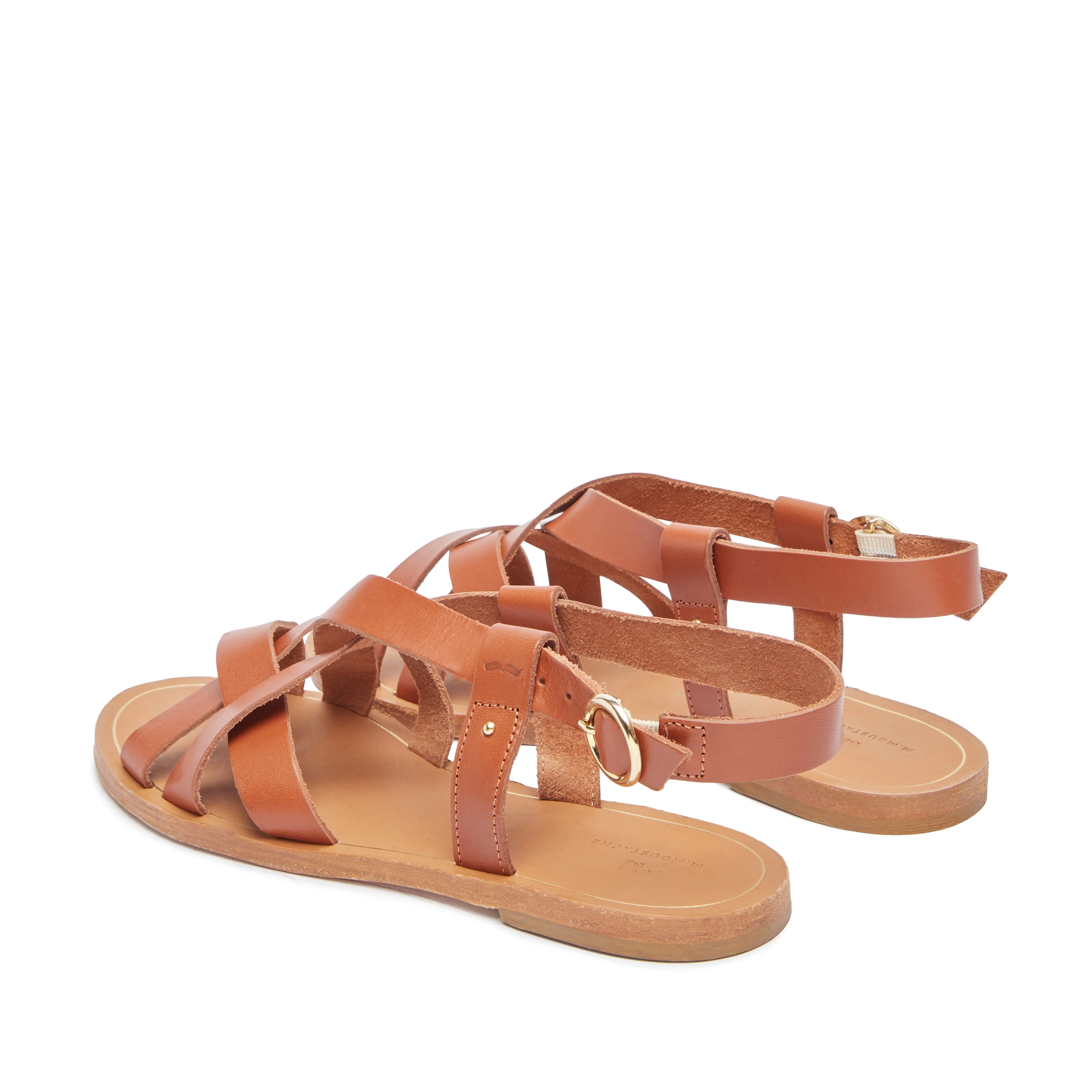 LISA - Sandales plates lisa - cuir camel | Marron