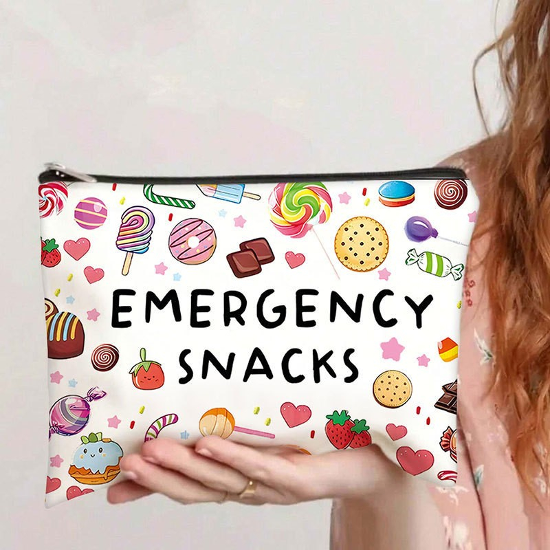 (21x16cm) Kosmetik Make Up Tasche Necessaire Organizer Bag mit Reissverschluss - Emergency Snacks