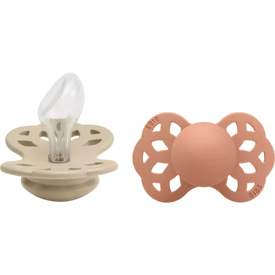 BIBS® Schnuller Infinity anatomischer Sauger 6-18 Monate Vanilla & Peach 2 Stk.