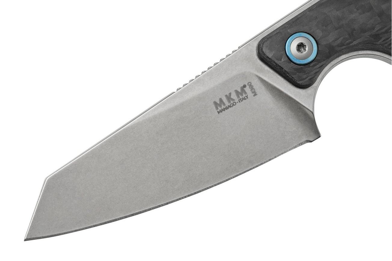 MKM Makro 2 Sheepfoot, Stonewashed Carbonfiber vaststaand mes, Jesper Voxnaes design